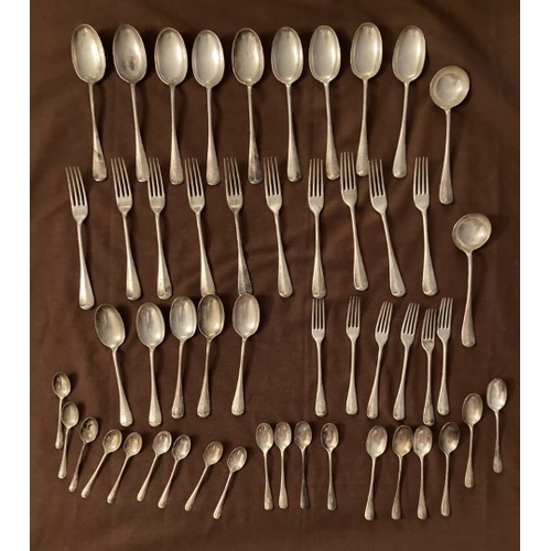 151 - A collection of 51 items of conforming hallmarks silver flatware with conforming HMs comprising of -... 