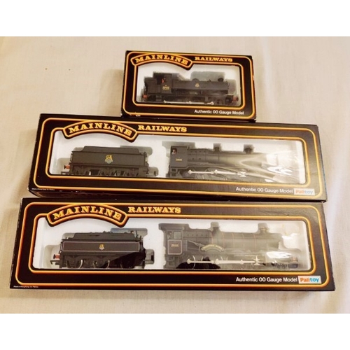 166 - Mainline OO Gauge: Manor, Mogul, Pannier Black Steam Locomotives - Trio.