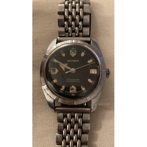 80 - Vintage Swiss Borea gents' wrist watch c. 1970 in stainless steel case with date day movement.