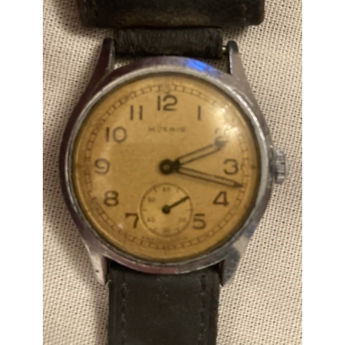 87 - Vintage Moeris ATP military wrist watch yellowed dial, manual wind, inscribed verso ATP 61930 serial... 