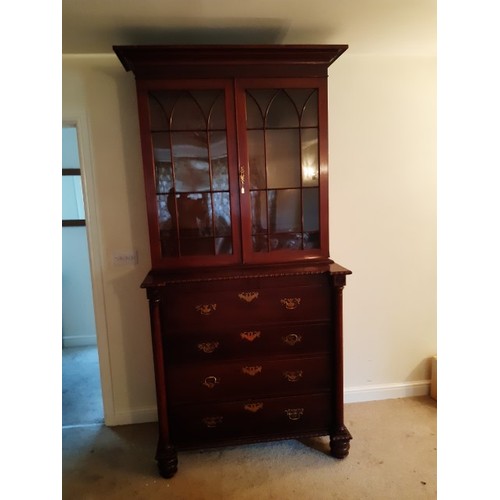 34 - A William IV mahogany secretaire bookcase (internal baize needs replacement) 230cm H x 122cm L x 58c... 