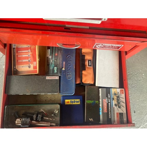 47 - An Armstrong tool chest with numerous contents to include drill bits etc.