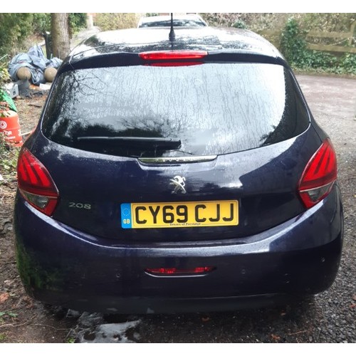 50 - Pergeot 208 five door car. First registered 27/11/2019, 1200cc petrol engine. Last MOT expired Novem... 