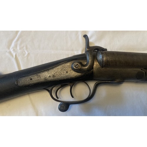 51 - Domascan pin fire double barrel shot gun possibly Belgium, c 1860 no certificate required, working o... 