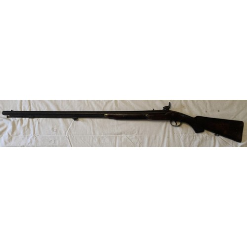 52 - 19th century percussion rifle large bore with original powder rod.