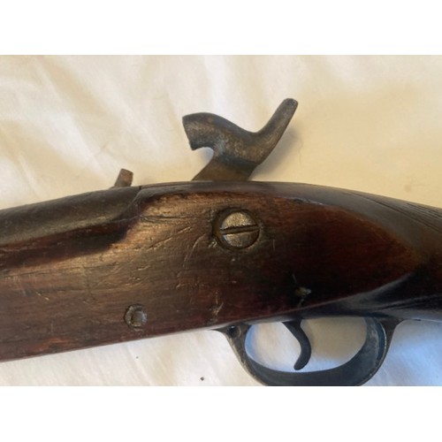 52 - 19th century percussion rifle large bore with original powder rod.