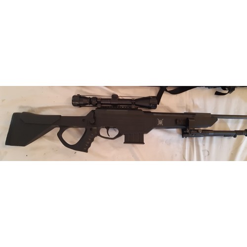 55 - A Spec-Ops special operations air rifle, stand and scope together with a gun case.