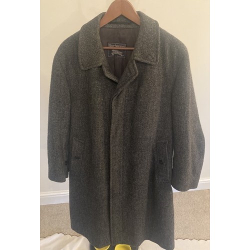 61 - Burberry Harris Tweed handwoven overcoat, 100% wool, 48