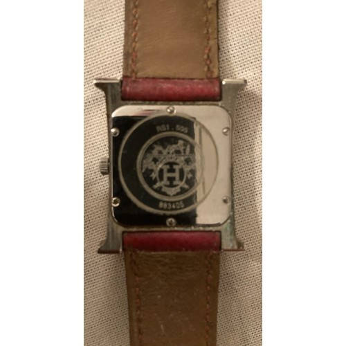 84 - Hermes wrist watch in Hermes H shaped white metal case. Verso inscription, Hermes logo, RSI.505 1st ... 