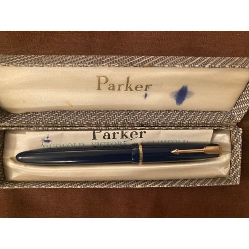 110 - A Parker fountain pen with original box and instructions, 14 ct gold nib