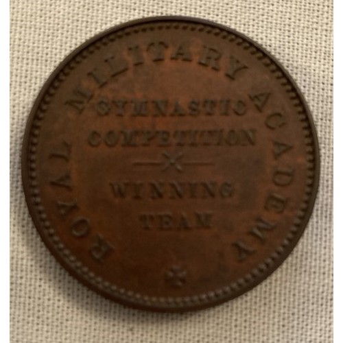 112 - A royal military academy gymnastics competition winning team medallion in original case