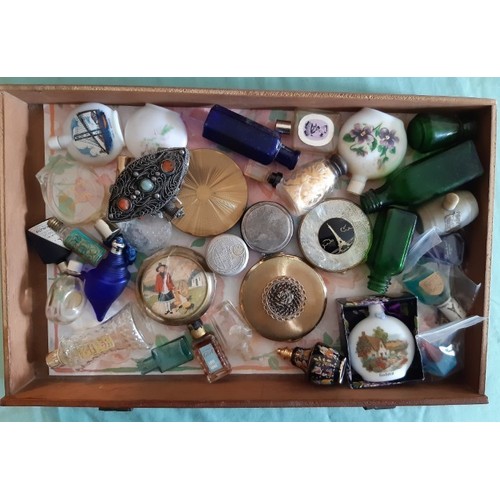 120 - Five drawer collector's cabinet with various contents to include vintage cosmetics, perfume bottles ... 