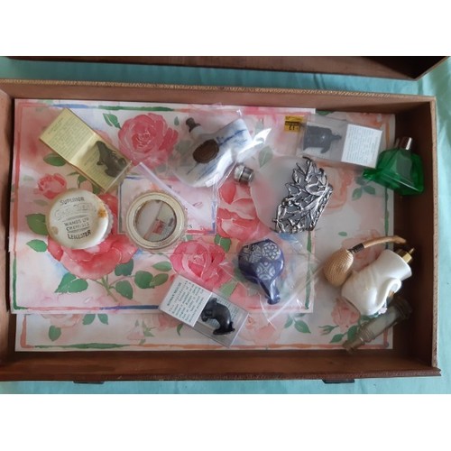 120 - Five drawer collector's cabinet with various contents to include vintage cosmetics, perfume bottles ... 