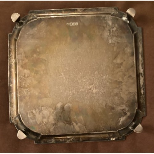 145 - Small HM silver tray/salver, 25cm square, 600g approx.