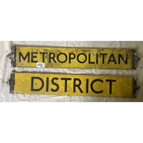 Two Metropolitan/District line, engine windscreen flip over signs. 61cm ...