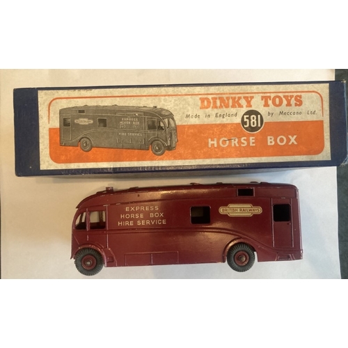 436 - An early Dinky toys horsebox, model No. 581, original box, condition as photographed