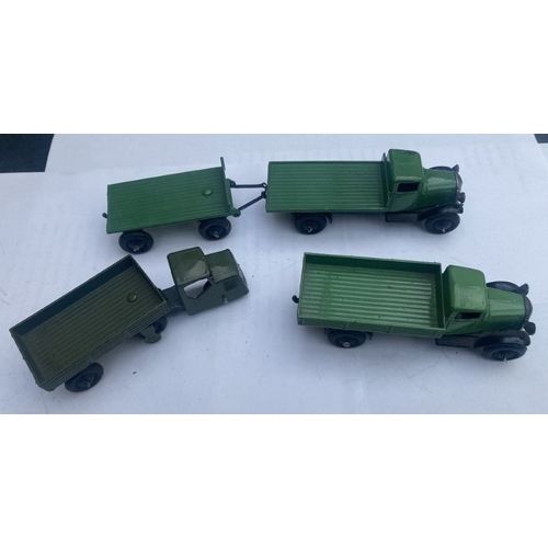 446 - Two early Dinky Meccano model truck with trailer combinations, mechanical horse & one other together... 