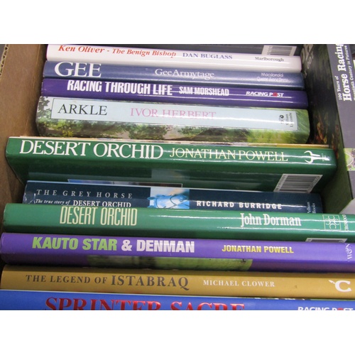 1011 - BOX CONTAINING 36 BOOKS MOSTLY AUTOBIOGRAPHIES MOSTLY JOCKEY RELATED TO INCLUDE GENTLEMAN GEORGE? BY... 