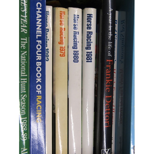 1013 - BOX CONTAINING 27 BOOKS RELATING TO HORSERACING TO INCLUDE FOUR JUMPS ANNUALS AND FOUR HORSE RACING ... 