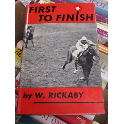1014 - TWO BOXES CONTAINING 65 BOOKS MAINLY INCLUDING JOCKY AUTOBIOGRAPHIES TO INCLUDE MY RACING LIFE BY TO... 