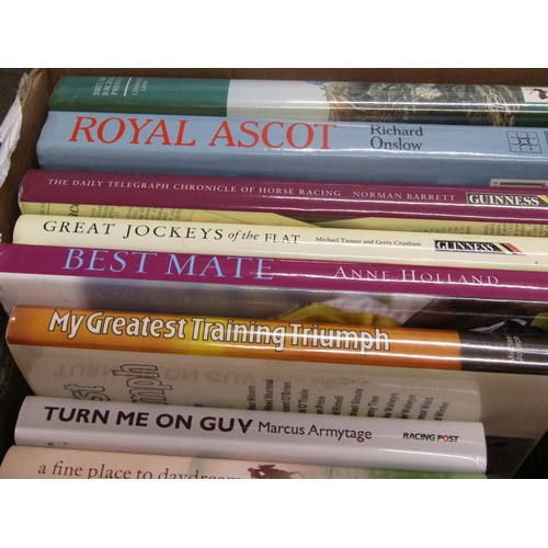 1014 - TWO BOXES CONTAINING 65 BOOKS MAINLY INCLUDING JOCKY AUTOBIOGRAPHIES TO INCLUDE MY RACING LIFE BY TO... 