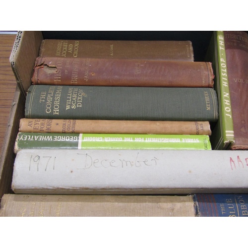 1018 - BOX CONTAINING 21 BOOKS RELATING TO HORSE RACING TO INCLUDE YOUATT ON THE HORSE BY LONGMANS AND CO, ... 