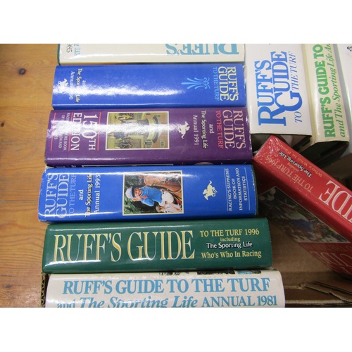 1020 - BOX CONTAINING 17 BOOKS RUFFS GUIDE TO THE TURF RANGING FROM 1980 TO 1996 (NOT INCLUSIVE)