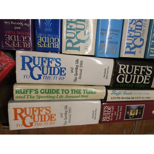 1020 - BOX CONTAINING 17 BOOKS RUFFS GUIDE TO THE TURF RANGING FROM 1980 TO 1996 (NOT INCLUSIVE)