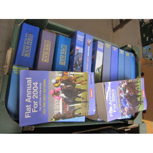 1023 - FIVE BOXES CONTAINING RACEFORM UP TO DATE FORM BOOK FLAT ANNUALS OF VARIOUS YEARS RANGING FROM 1950s... 
