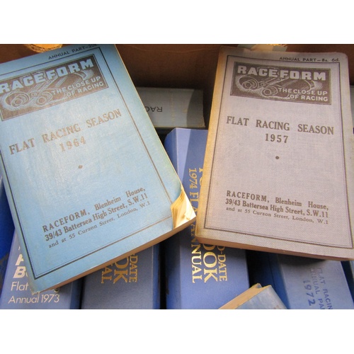 1023 - FIVE BOXES CONTAINING RACEFORM UP TO DATE FORM BOOK FLAT ANNUALS OF VARIOUS YEARS RANGING FROM 1950s... 