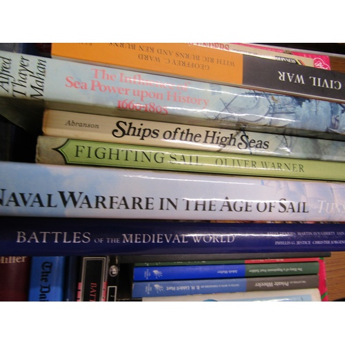 1028 - TWO BOXES CONTAINING 65 BOOKS RELATING TO ENGLISH WARS TO INCLUDE SMALL COLLECTION OF WORDSWORTH MIL... 