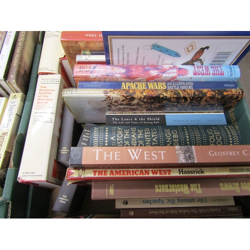 1031 - TWO BOXES OF BOOKS RELATING TO WILD WEST AND NATIVE INDIANS TO INCLUDE HISTORY OF THE INDIANS OF THE... 