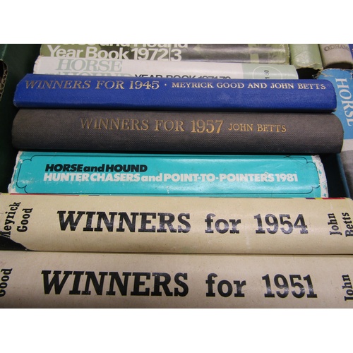 1035 - ONE BOX CONTAINING A COLLECTION OF HORSE RELATED BOOKS TO INCLUDE RECORD BOOKS OF WINNERS AND HORSE ... 