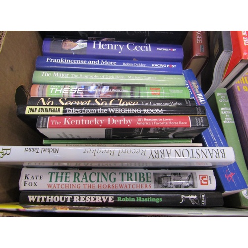 1037 - TWO BOXES CONTAINING BOOKS CONSISTING OF RACING RELATED NOVELS AND JOCKEY AUTOBIOGRAPHIES TO INC. TH... 