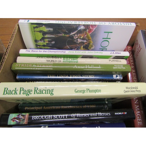 1037 - TWO BOXES CONTAINING BOOKS CONSISTING OF RACING RELATED NOVELS AND JOCKEY AUTOBIOGRAPHIES TO INC. TH... 