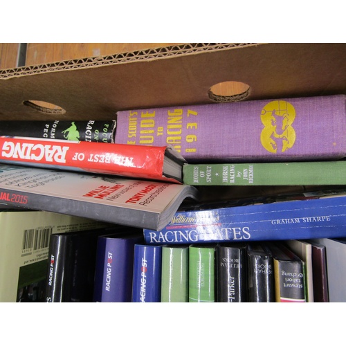 1037 - TWO BOXES CONTAINING BOOKS CONSISTING OF RACING RELATED NOVELS AND JOCKEY AUTOBIOGRAPHIES TO INC. TH... 