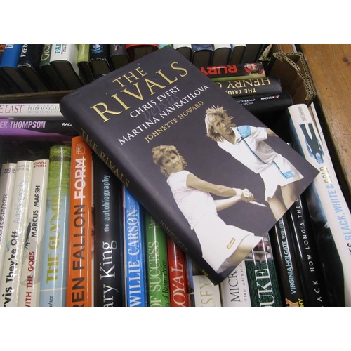 1041 - TWO BOXES OF JOCKEY AUTOBIOGRAPHIES TO INCLUDE LESTER PIGGOTT BY JULIAN WILSON, BULL BY HOWARD WRIGH... 