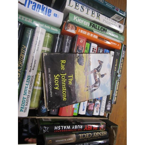 1041 - TWO BOXES OF JOCKEY AUTOBIOGRAPHIES TO INCLUDE LESTER PIGGOTT BY JULIAN WILSON, BULL BY HOWARD WRIGH... 