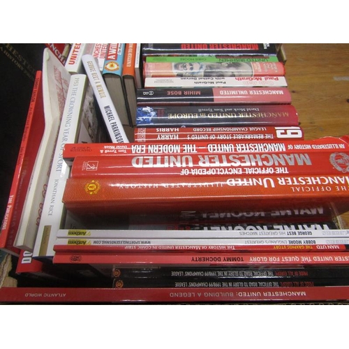 1044 - FIVE BOXES OF BOOKS RELATING TO MANCHESTER UNITED FOOTBALL CLUB AND THEIR PLAYERS TO INCLUDE MANCHES... 