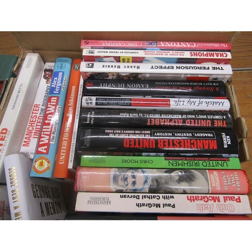 1044 - FIVE BOXES OF BOOKS RELATING TO MANCHESTER UNITED FOOTBALL CLUB AND THEIR PLAYERS TO INCLUDE MANCHES... 