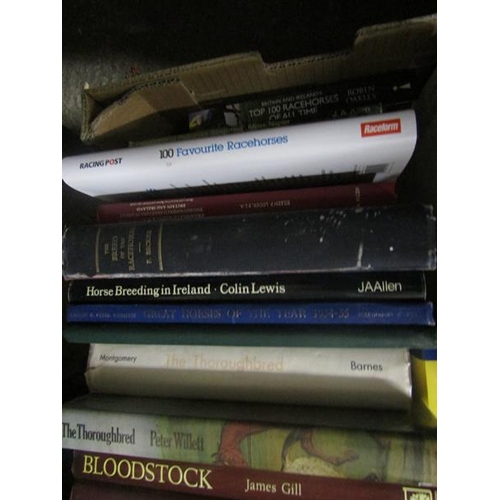 1046 - ONE BOX CONTAING 33 BOOKS ON THOROUGHBRED HORSES TO INCLUDE STALLION REGISTER 1950, MAKING THE AMERI... 