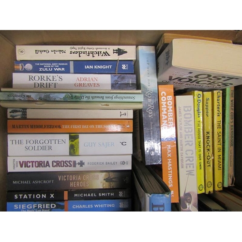 1053 - ONE BOX CONTAINING 39 BOOKS INCLUDING ZULU NOVELS AND VARIOUS WAR NOVELS TO INCLUDE ZULU DOWN BY C Y... 