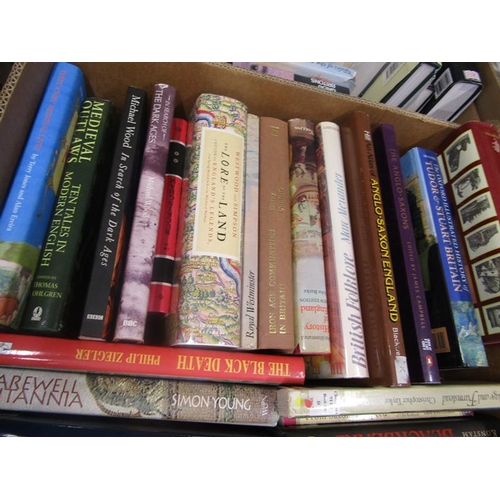 1055 - TWO BOXES OF BOOKS RELATING TO ENGLISH HISTORY TO INCLUDE BRITISH HISTORY BY PAST TIMES, A GUIDE TO ... 