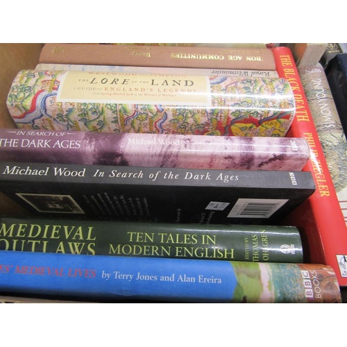 1055 - TWO BOXES OF BOOKS RELATING TO ENGLISH HISTORY TO INCLUDE BRITISH HISTORY BY PAST TIMES, A GUIDE TO ... 