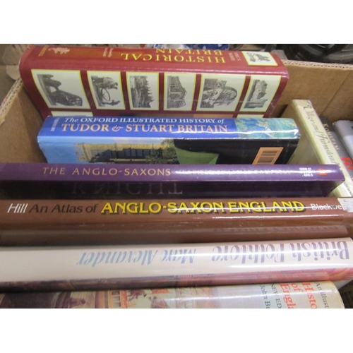 1055 - TWO BOXES OF BOOKS RELATING TO ENGLISH HISTORY TO INCLUDE BRITISH HISTORY BY PAST TIMES, A GUIDE TO ... 