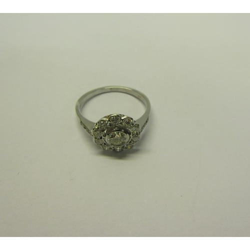 200 - A art deco style platinum and diamond cluster set ring  - ring size N