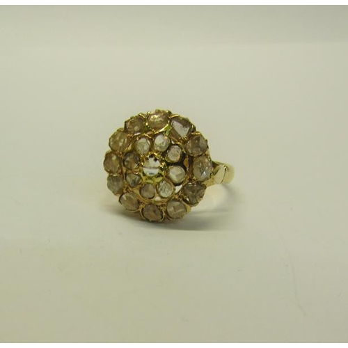 208 - A gold Diamond cluster ring - ring size O/P