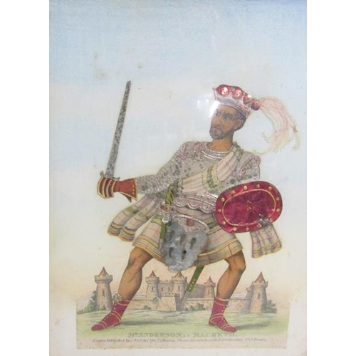 428 - A pair - 19c spangled coloured prints of Shakespearian subjects, Mr Anderson as Macbeth and Mr Potte... 