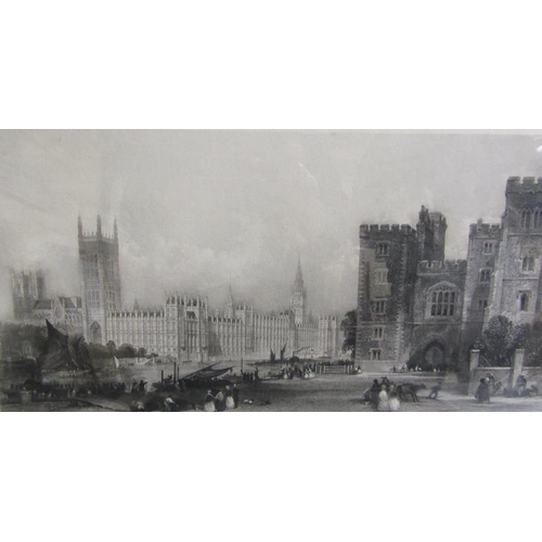 429 - G H Andrews - pair of 19c black and white engravings, St Pauls and the River Thames, and Westminster... 