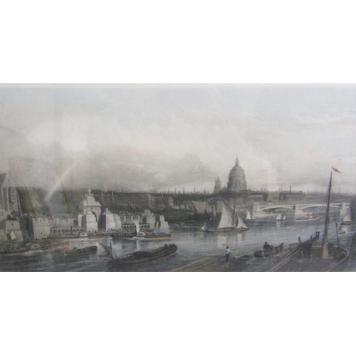 429 - G H Andrews - pair of 19c black and white engravings, St Pauls and the River Thames, and Westminster... 